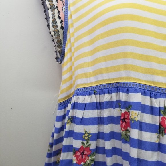 Matilda Jane M Yellow Blue Stripe‎ Floral Top ON MY MIND Hi Low - Picture 4 of 6